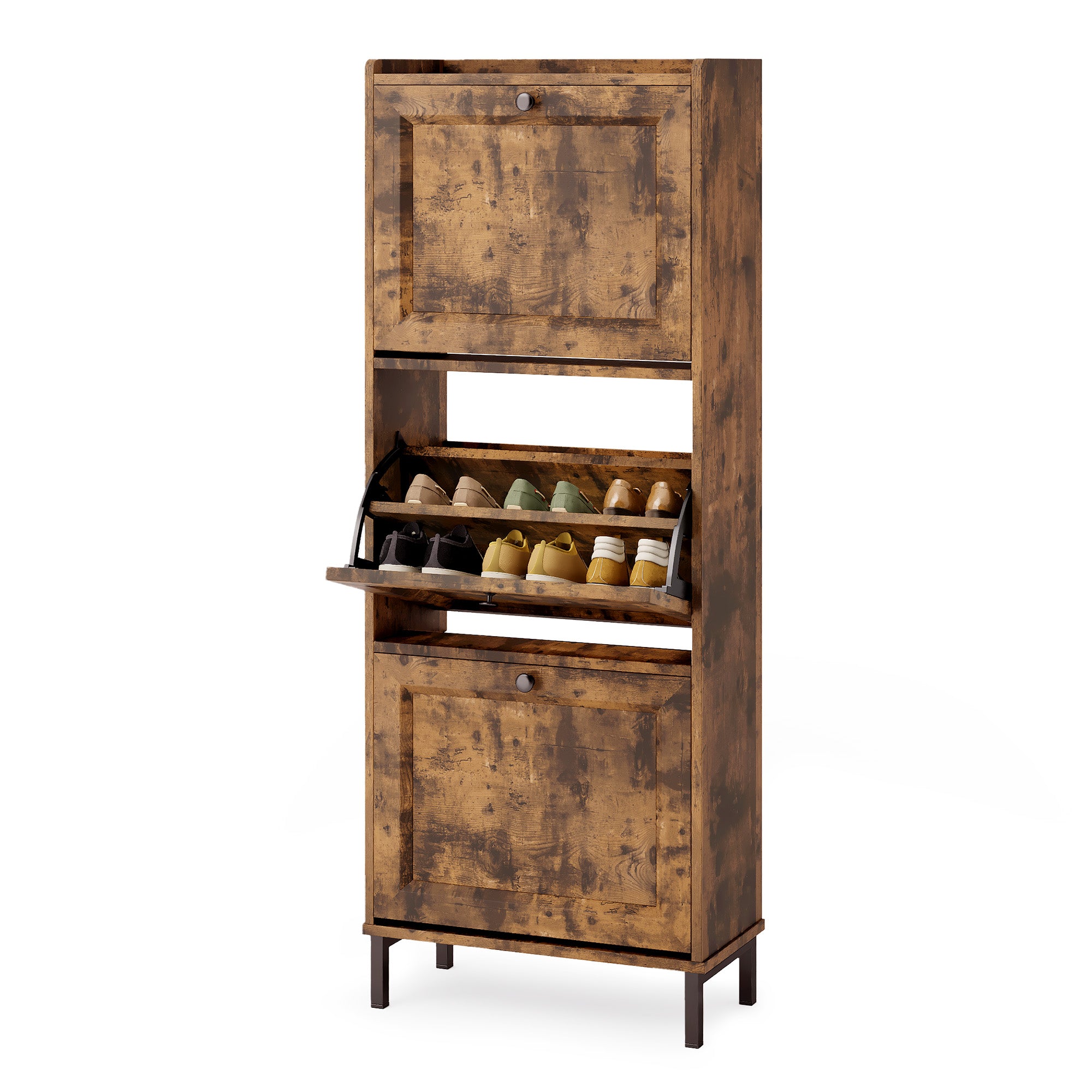 Bealife FS52 Schuhschrank schmal mit 3 Kippladen und Metallfüße