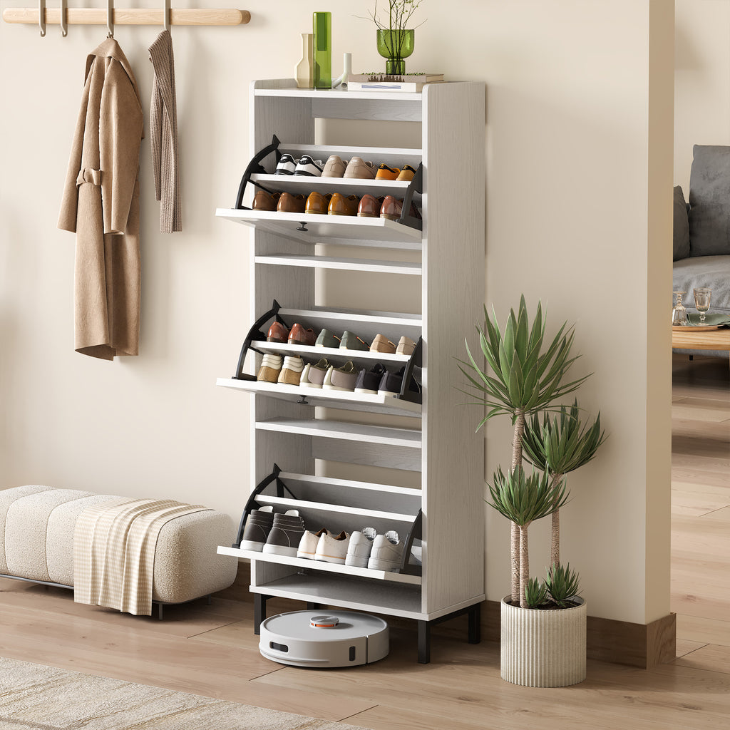 Bealife FS52 Schuhschrank schmal mit 3 Kippladen und Metallfüße