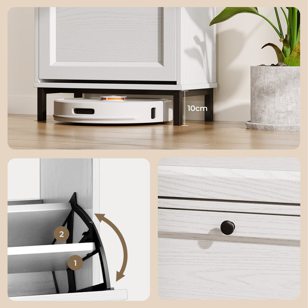 Bealife FS52 Schuhschrank schmal mit 3 Kippladen und Metallfüße