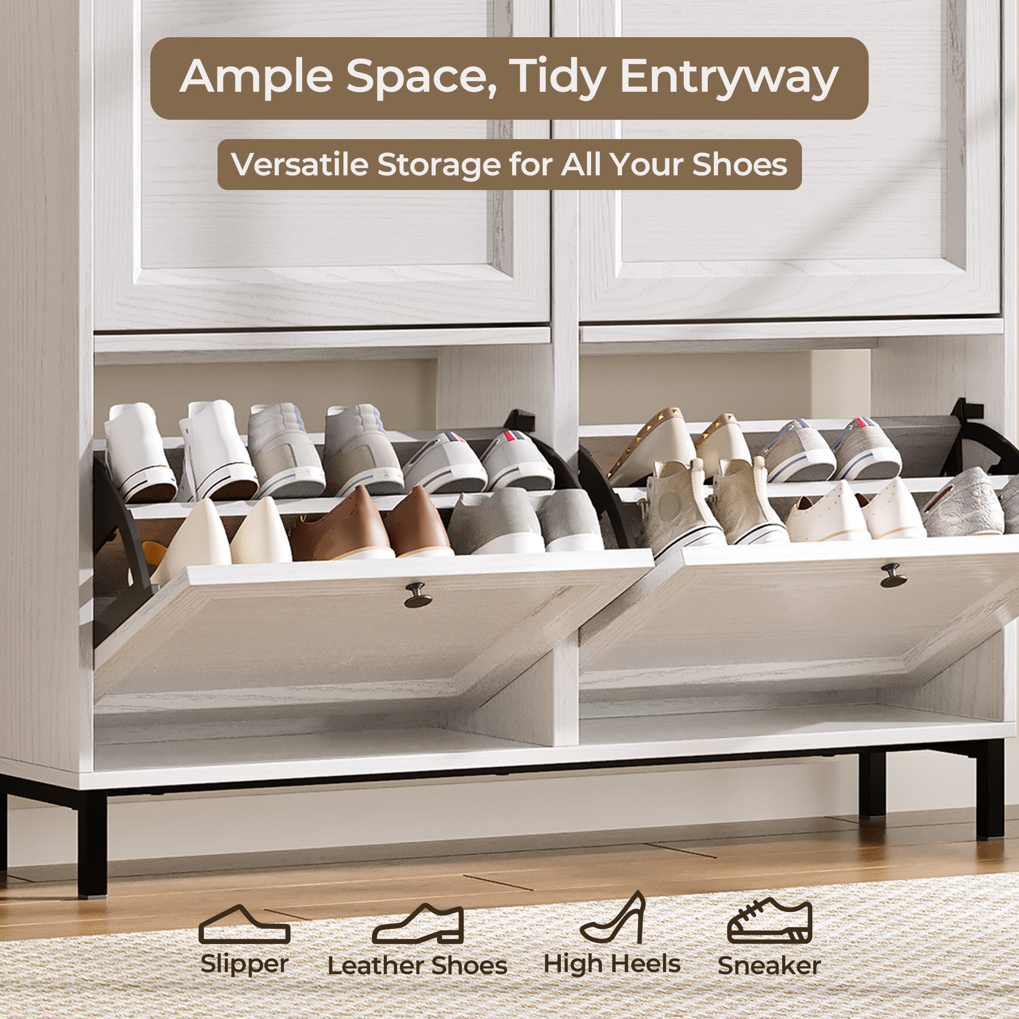 Bealife FS53 Schuhschrank mit 4 Klappen – Schmal