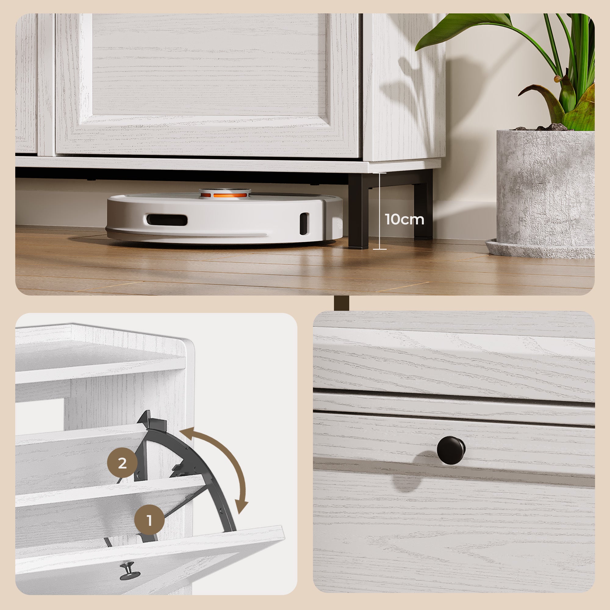 Bealife FS53 Schuhschrank mit 4 Klappen – Schmal