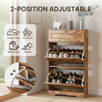 Bealife FS58 Schuhschrank mit 2 Kippfächern & Top- Schublade, Kippsicherung, höhenverstellbare Böden