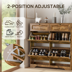Bealife FS59 Schuhschrank mit 4 Kippfächern & 2 Schubladen, Kippsicherung und Höhenverstellbare Böden