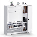 Bealife FS60 3-in-1 Schuhschrank mit 2 Klapptüren und 1 doppelstöckiger verstellbarer Schrank