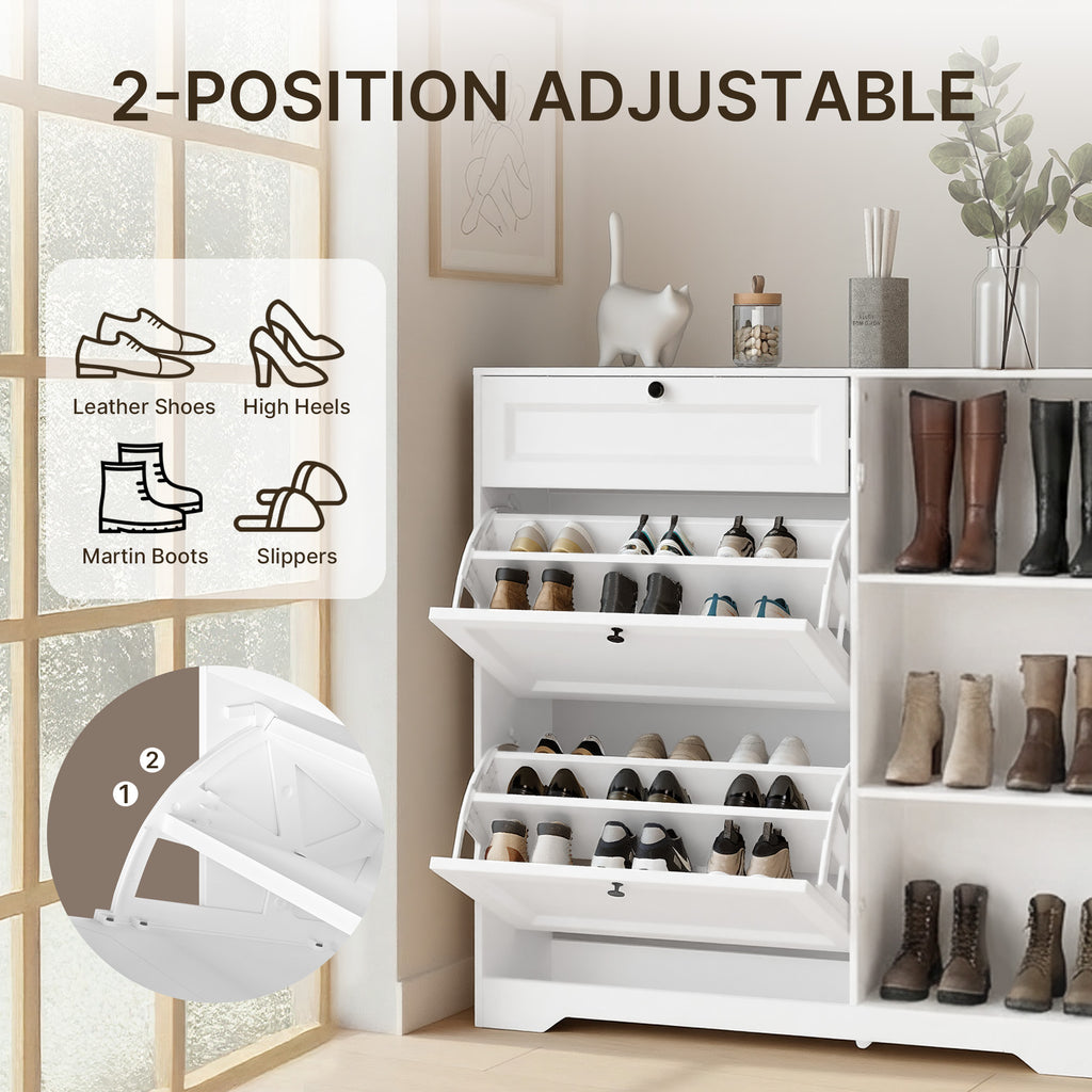 Bealife FS60 3-in-1 Schuhschrank mit 2 Klapptüren und 1 doppelstöckiger verstellbarer Schrank