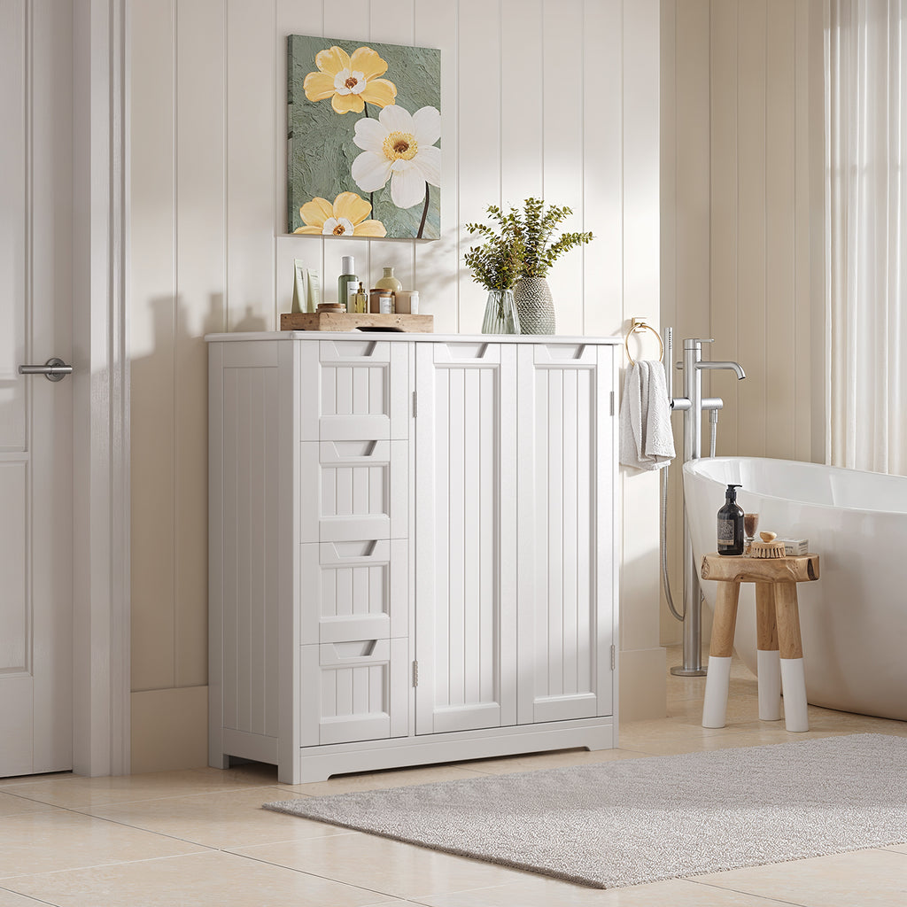 Bealife AP67 Badezimmerschrank 4 Schubladen und 2 Türen Höhenverstellbar
