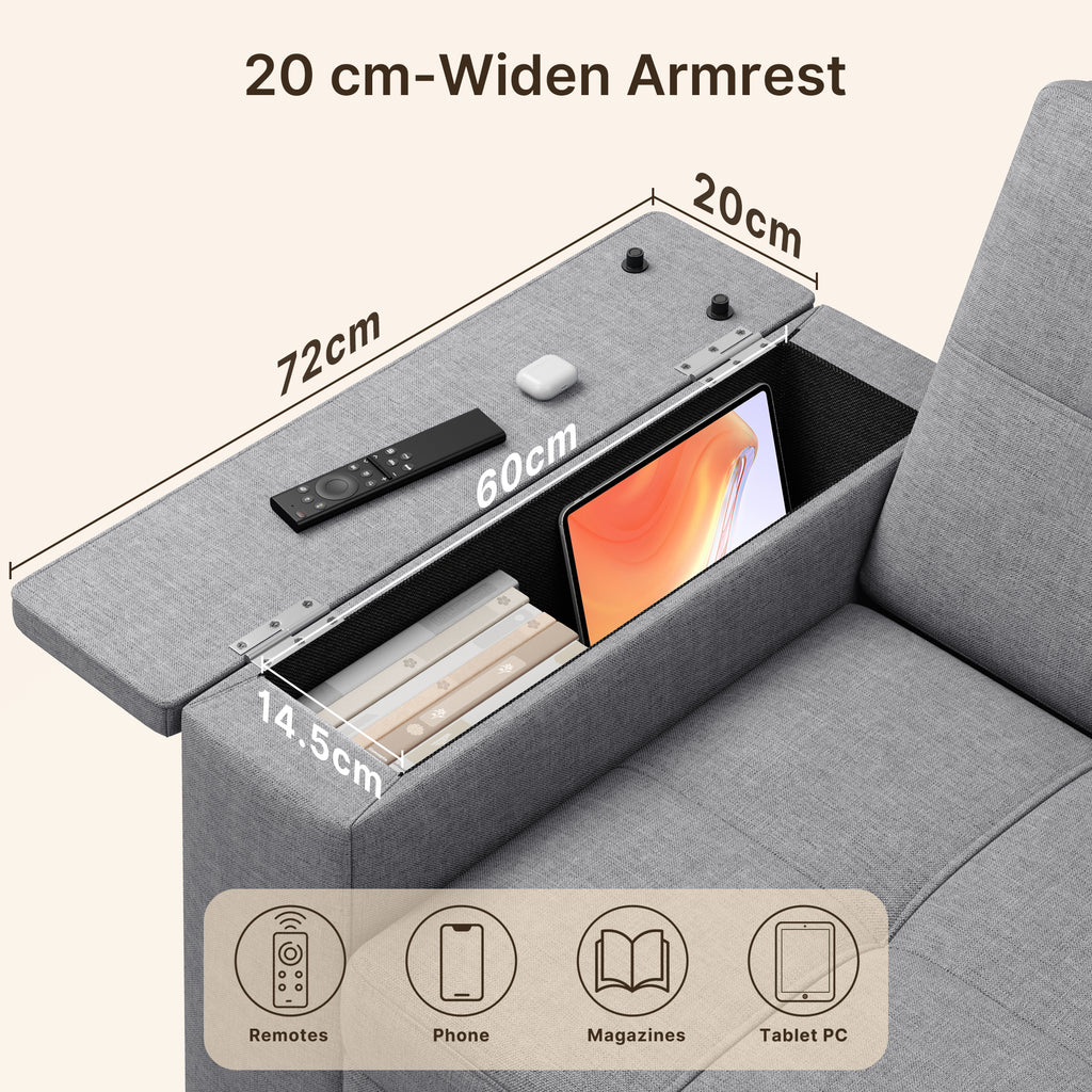 Bealife AR27 Schlafsofa, 3-in-1 Multifunktionssessel mit Liegefunktion & Kissen