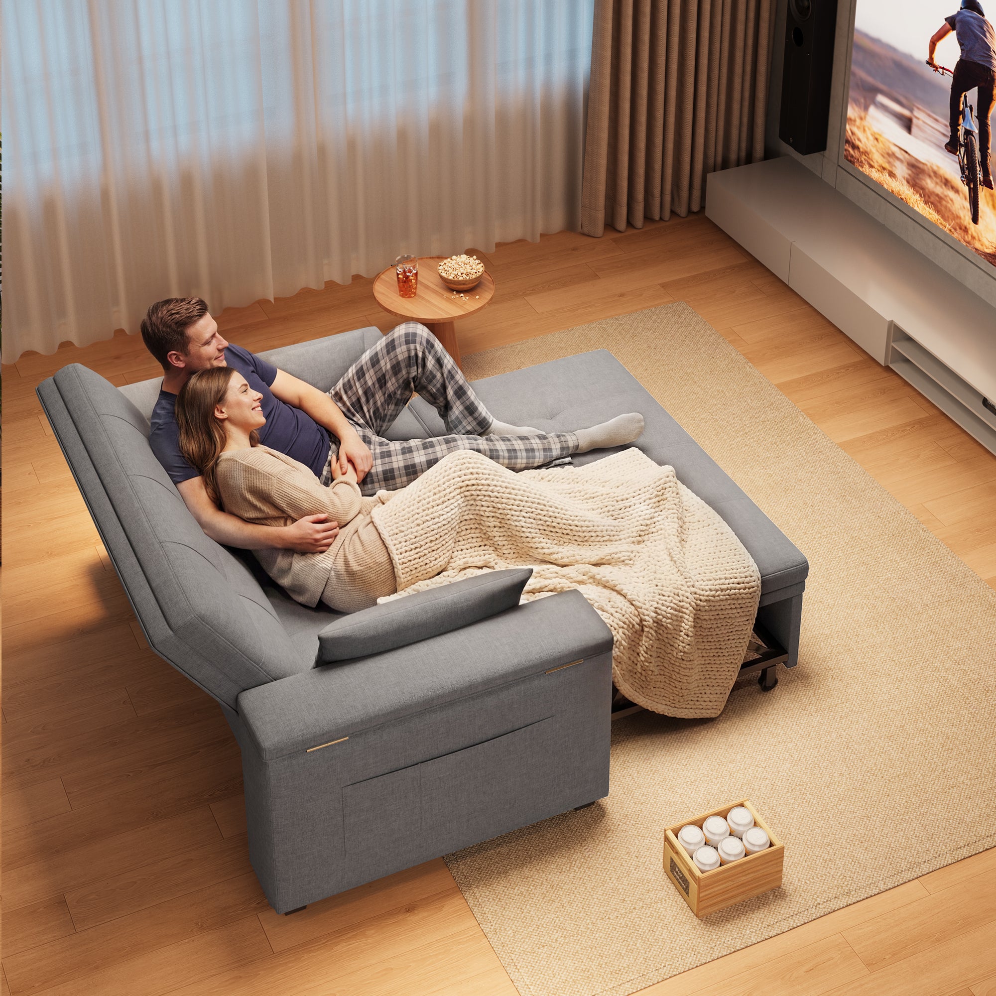 Bealife AR27 Schlafsofa, 3-in-1 Multifunktionssessel mit Liegefunktion & Kissen