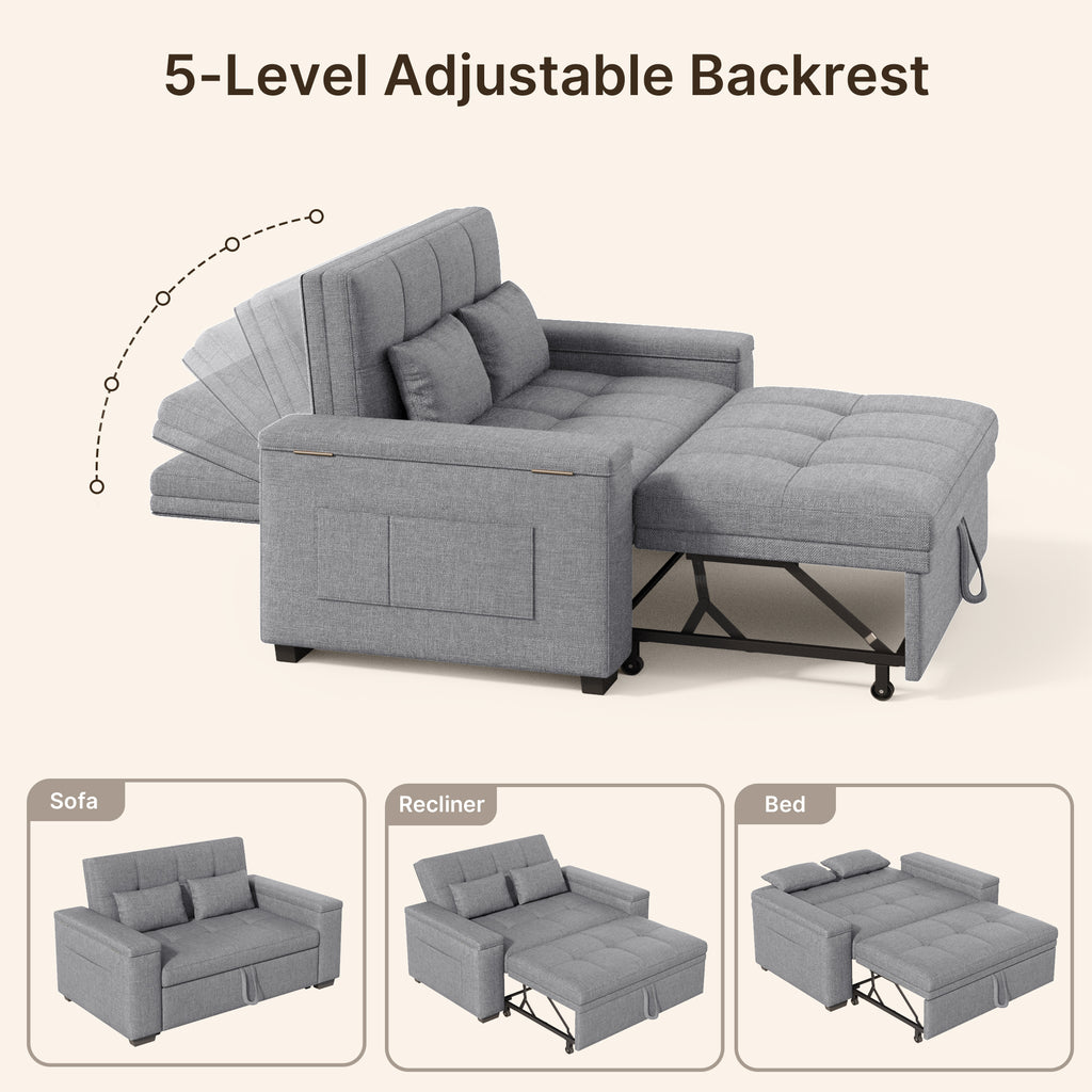 Bealife AR27 Schlafsofa, 3-in-1 Multifunktionssessel mit Liegefunktion & Kissen