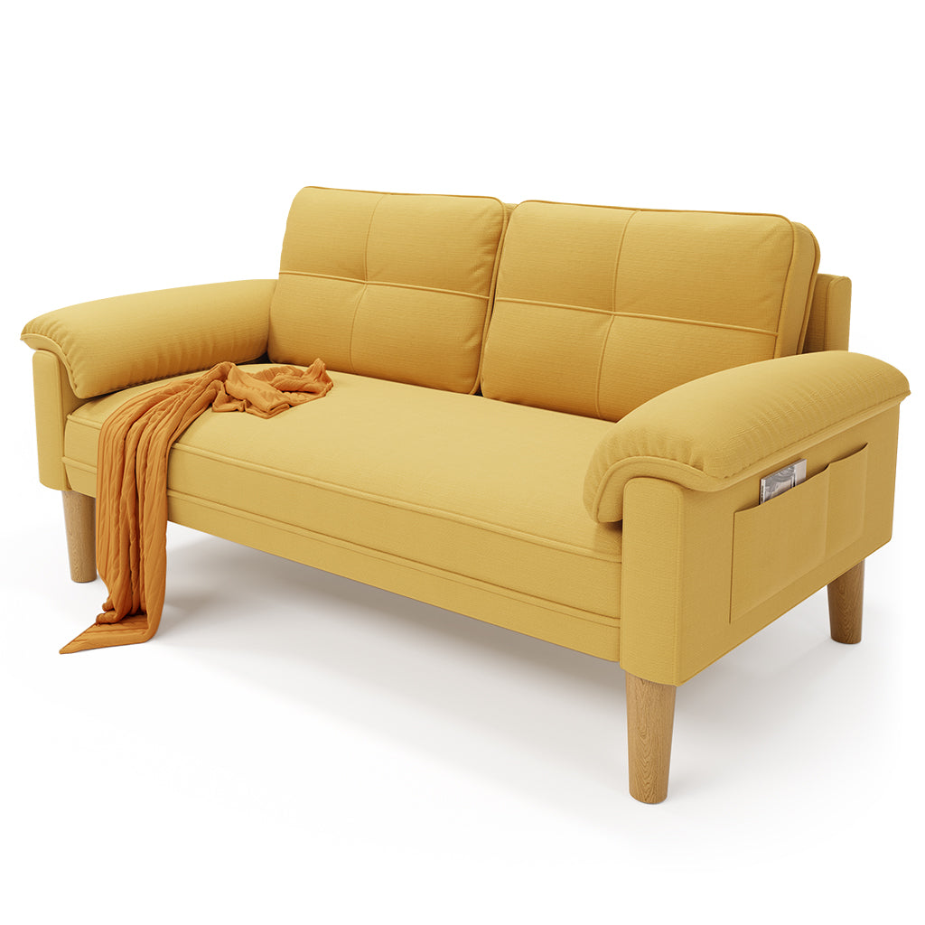 Bealife AR71 Sofa 2-Sitzer Grau Mit Seitentaschen, Hautschonender Stoff & Stabile Konstruktion
