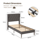 Bealife AF14 Polsterbett Einzelbett 90x200 cm, Modernes Stoffbett mit Wingback-Kopfteil & Lattenrost