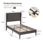 Bealife AF15 Komfort Einzelbett 120x200 cm, Polsterbett mit Wingback-Kopfteil und stabilem Lattenrost