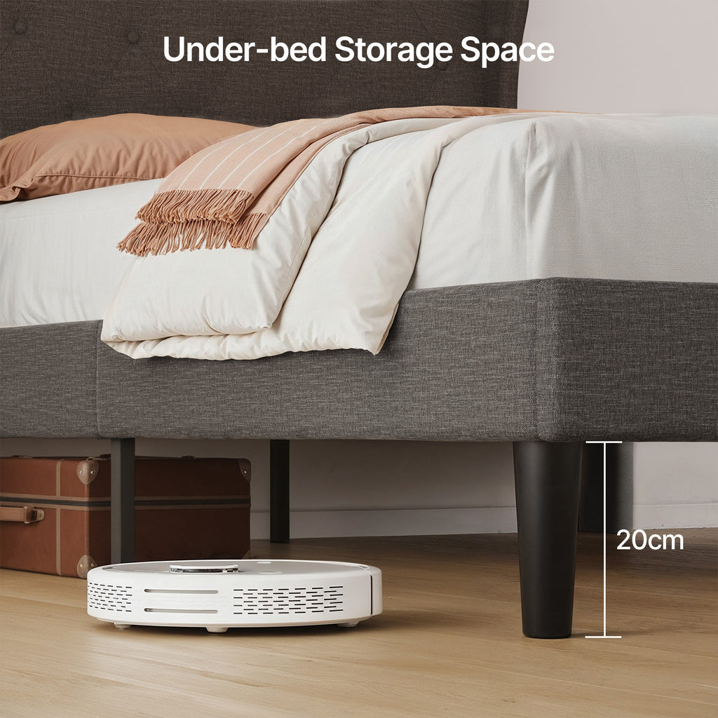 Bealife AF15 Komfort Einzelbett 120x200 cm, Polsterbett mit Wingback-Kopfteil und stabilem Lattenrost