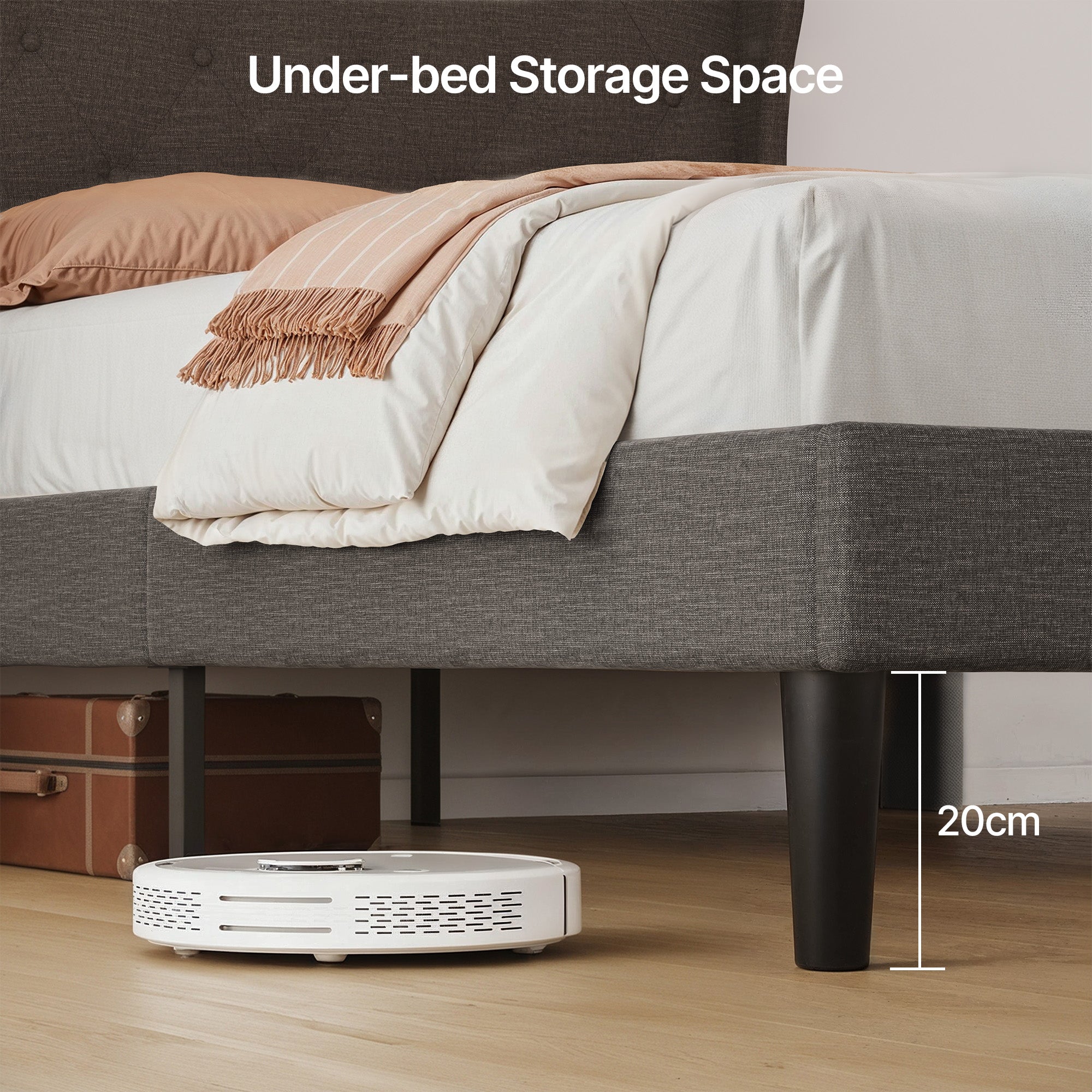 Bealife AF15 Komfort Einzelbett 120x200 cm, Polsterbett mit Wingback-Kopfteil und stabilem Lattenrost