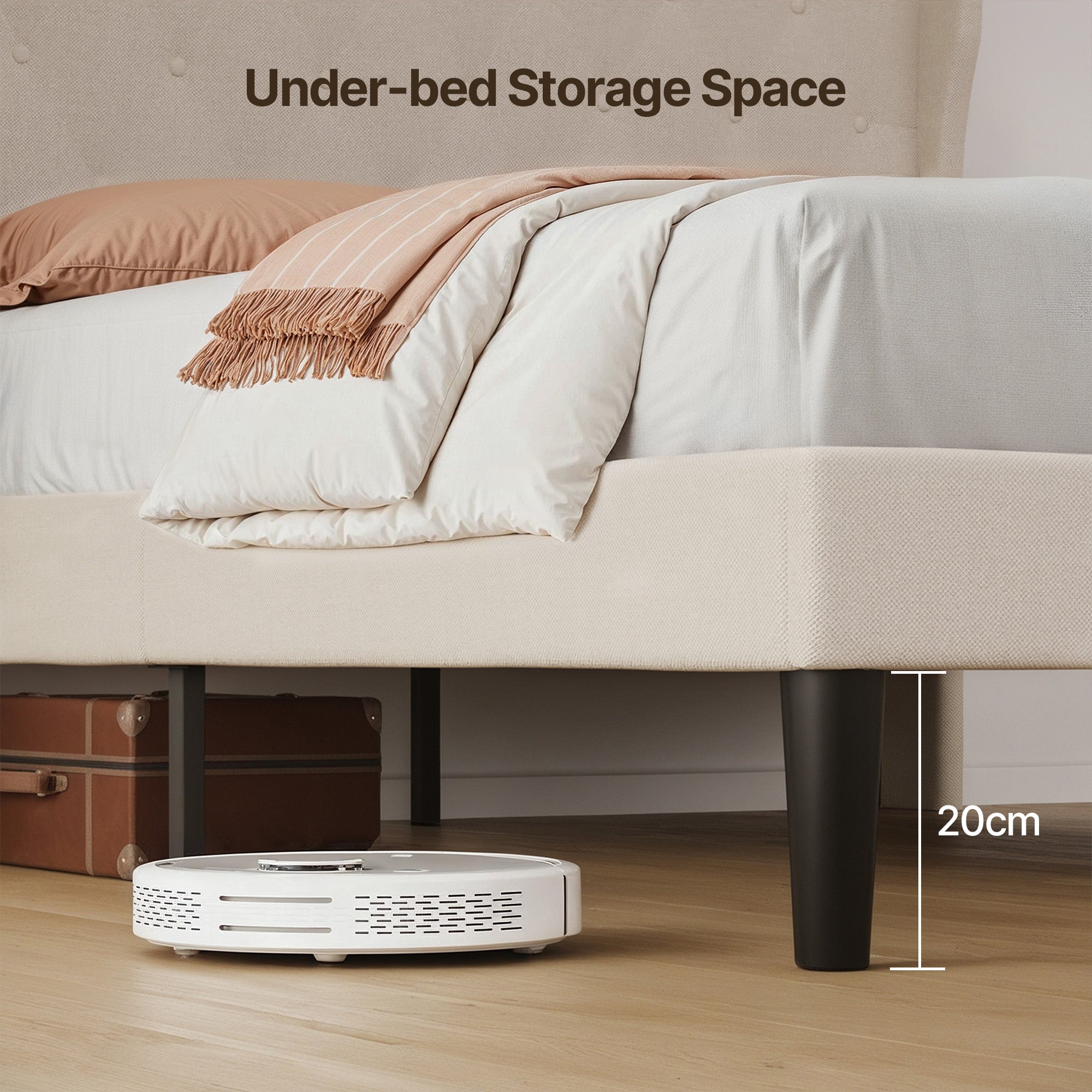 Bealife AF16 Gepolstertes Französisches Bett 140×200 cm, Zwischengröß Einzelbett mit Wingback-Kopfteil & Lattenrost