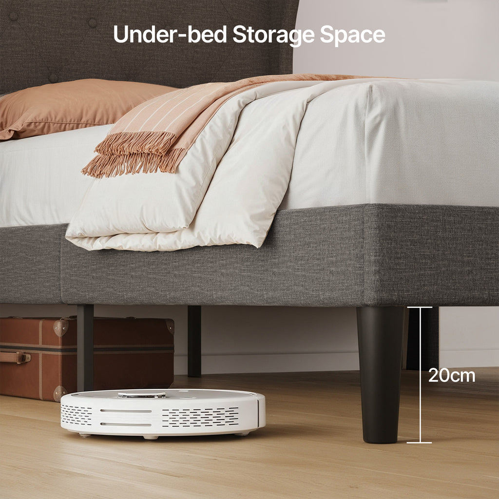 Bealife AF16 Gepolstertes Französisches Bett 140×200 cm, Zwischengröß Einzelbett mit Wingback-Kopfteil & Lattenrost