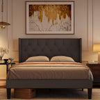 Bealife AF16 Gepolstertes Französisches Bett 140×200 cm, Zwischengröß Einzelbett mit Wingback-Kopfteil & Lattenrost