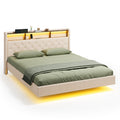 Bealife AF19 Polsterbett 160x200 cm, Queen-size Doppelbett mit Metall-Bettgestell und Kopfteil mit Stauraum