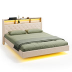 Bealife AF19 Polsterbett 160x200 cm, Queen-size Doppelbett mit Metall-Bettgestell und Kopfteil mit Stauraum