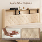 Bealife AF19 Polsterbett 160x200 cm, Queen-size Doppelbett mit Metall-Bettgestell und Kopfteil mit Stauraum