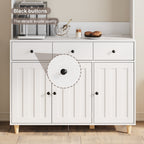 Bealife AP05 Küchenbuffet mit Acryl-Sichtfenster & LED-Beleuchtung 100×38×181 cm, Vitrinen Hochschrank mit verstellbaren Regalen für Ess- & Wohnzimmer