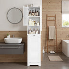 Bealife AP06 Badezimmerschrank mit integriertem Wäschekorb, Schmaler Wäscheschrank mit Kippsicherung - 40x37x170 cm