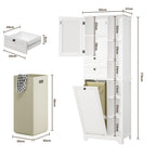 Bealife AP08 Wäscheschrank mit integriertem Wäschekorb, Schubladen & offene Fächer für Badezimmer & Waschküche
