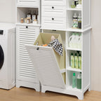 Bealife AP08 Wäscheschrank mit integriertem Wäschekorb, Schubladen & offene Fächer für Badezimmer & Waschküche