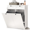 Bealife AP09 Wäscheschrank - 78×38×90 cm, Badezimmerschrank mit 2 Wäschekorb & 2  Schubladen für Badezimmer & Waschküche