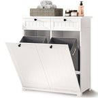 Bealife AP09 Wäscheschrank - 78×38×90 cm, Badezimmerschrank mit 2 Wäschekorb & 2  Schubladen für Badezimmer & Waschküche
