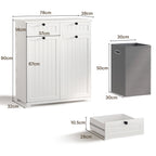 Bealife AP09 Wäscheschrank - 78×38×90 cm, Badezimmerschrank mit 2 Wäschekorb & 2  Schubladen für Badezimmer & Waschküche