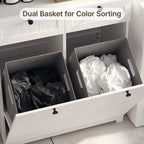 Bealife AP09 Wäscheschrank - 78×38×90 cm, Badezimmerschrank mit 2 Wäschekorb & 2  Schubladen für Badezimmer & Waschküche