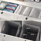 Bealife AP09 Wäscheschrank - 78×38×90 cm, Badezimmerschrank mit 2 Wäschekorb & 2  Schubladen für Badezimmer & Waschküche