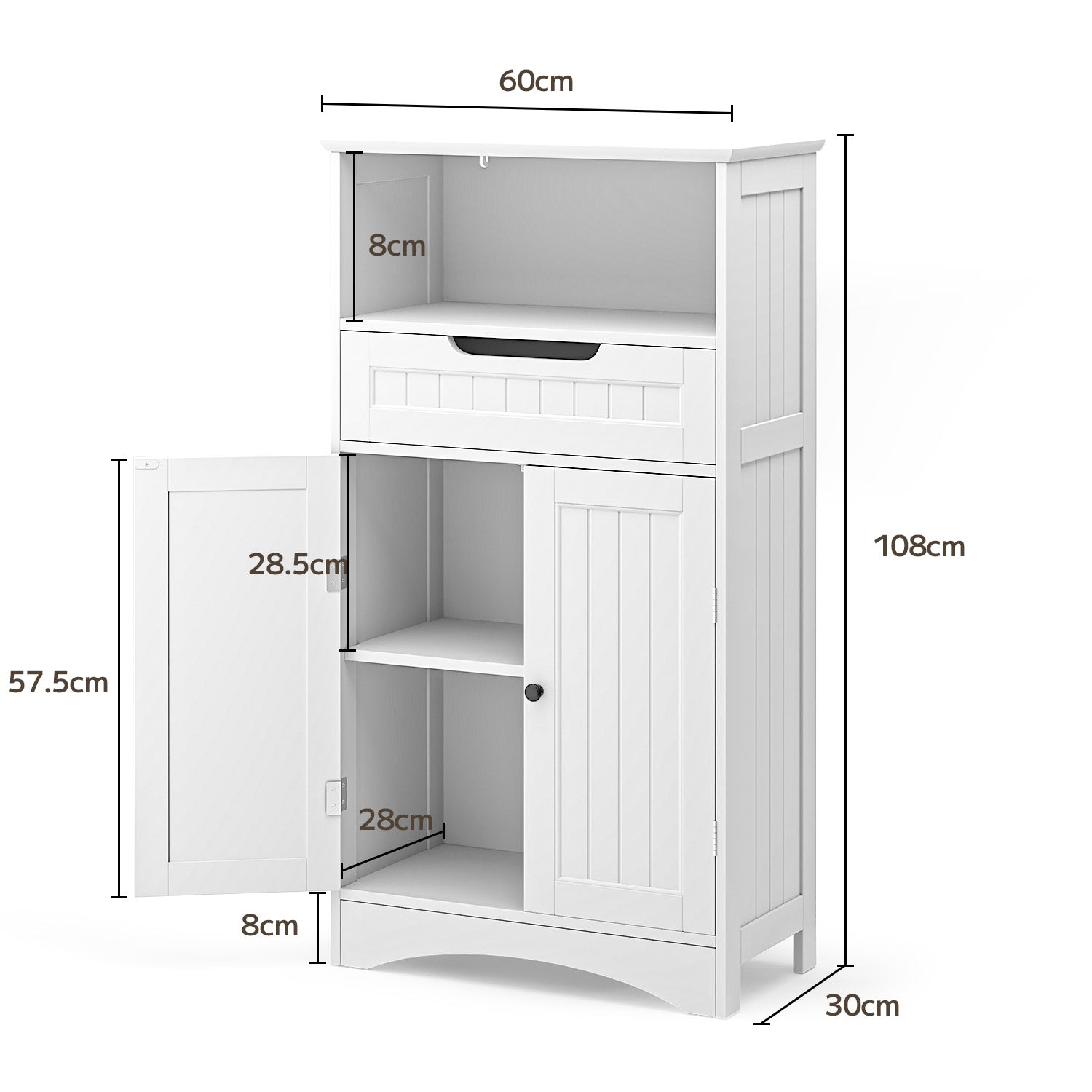 Bealife AP11 Multifunktionsschrank mit Schubladen, Doppeltüren &offenem Fach für Küche, Schlafzimmer und Wohnzimmer