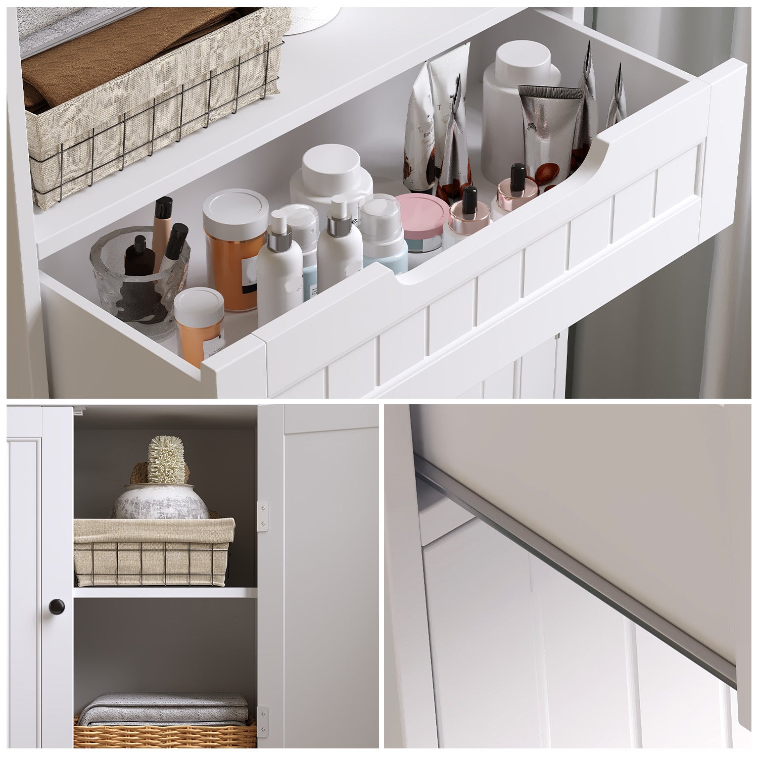 Bealife AP11 Multifunktionsschrank mit Schubladen, Doppeltüren &offenem Fach für Küche, Schlafzimmer und Wohnzimmer