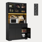 Bealife AP120 Küchenschrank mit Ladestation & Farbverstellbar LED Beleuchtung, Vitrinenschrank Hochschrank mit verstellbaren Regalen für Esszimmer, Wohnzimmer
