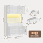 Bealife AP120 Küchenschrank mit Ladestation & Farbverstellbar LED Beleuchtung, Vitrinenschrank Hochschrank mit verstellbaren Regalen für Esszimmer, Wohnzimmer
