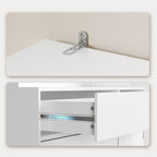 Bealife AP120 Küchenschrank mit Ladestation & Farbverstellbar LED Beleuchtung, Vitrinenschrank Hochschrank mit verstellbaren Regalen für Esszimmer, Wohnzimmer
