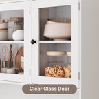 Bealife AP121 Küchenschrank mit Ladestation & Farbverstellbar LED Beleuchtung, Vitrinenschrank Hochschrank mit verstellbaren Regalen