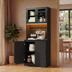 Bealife AP122 Küchen Hochschrank - 69,5×28×180 cm, mit farbverstellbarer LED-Beleuchtung & integrierter Ladestation, verstellbare Regale