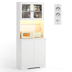 Bealife AP122 Küchen Hochschrank - 69,5×28×180 cm, mit farbverstellbarer LED-Beleuchtung & integrierter Ladestation, verstellbare Regale