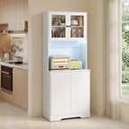 Bealife AP122 Küchen Hochschrank - 69,5×28×180 cm, mit farbverstellbarer LED-Beleuchtung & integrierter Ladestation, verstellbare Regale