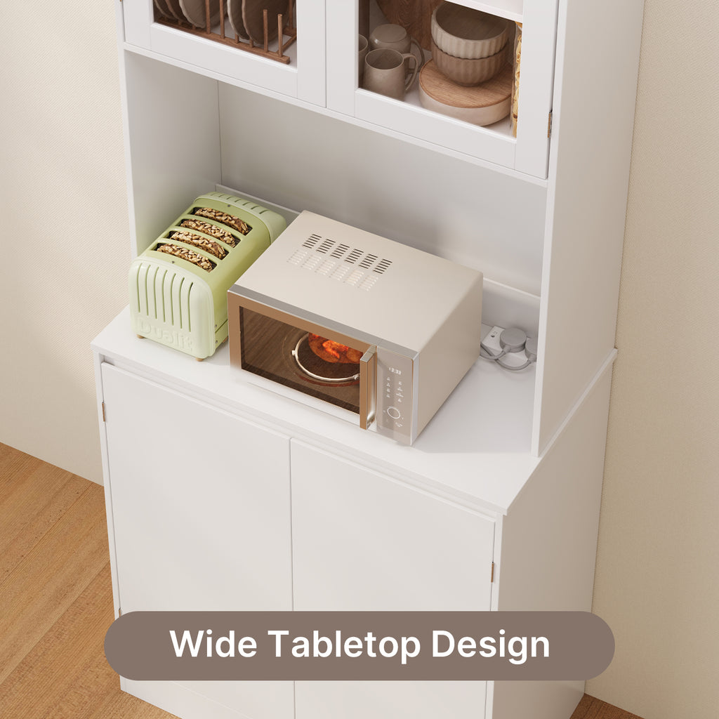 Bealife AP122 Küchen Hochschrank - 69,5×28×180 cm, mit farbverstellbarer LED-Beleuchtung & integrierter Ladestation, verstellbare Regale
