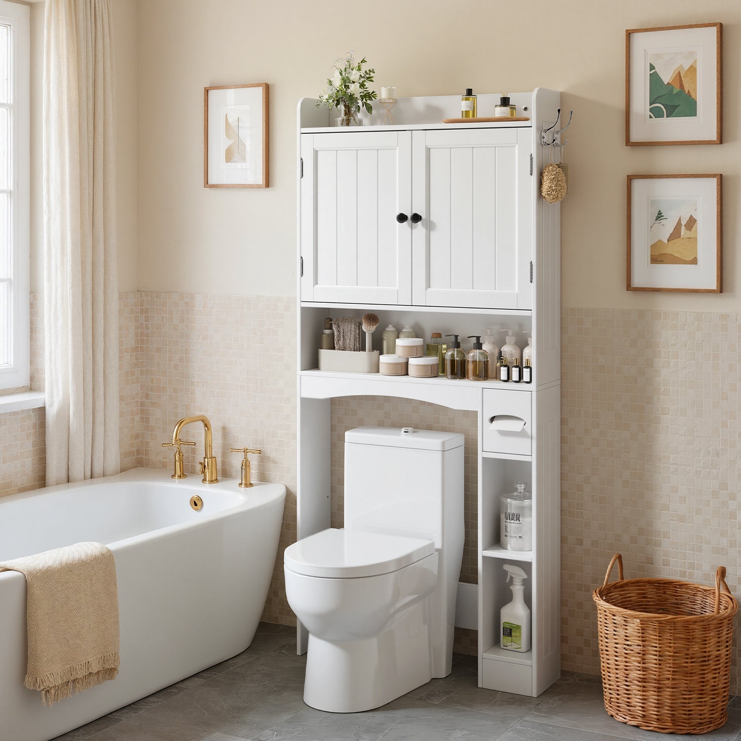 badschrank aufbewahrung Bealife Badezimmerschrank mit kombinierter Aufbewahrung