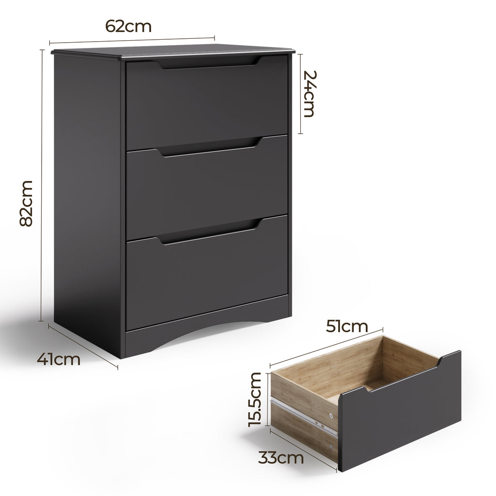 Bealife AP21 Kommode mit 3 Schubladen für Schlafzimmer, Badezimmer und Eingangsbereich