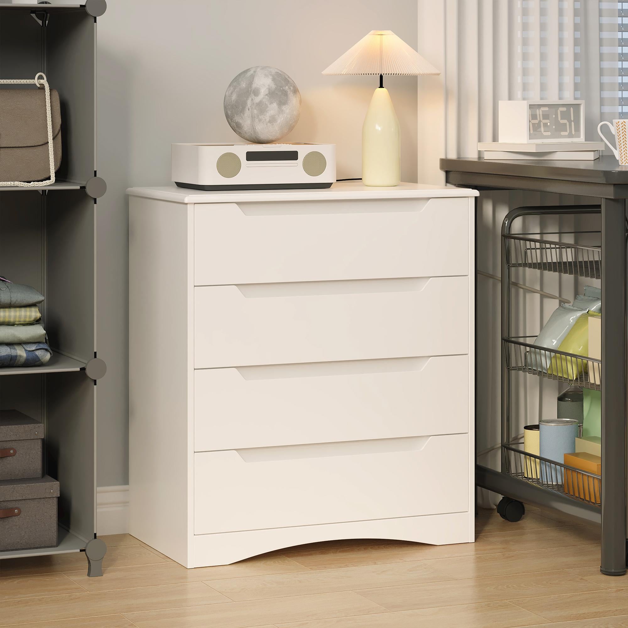 Bealife AP22 Kommode mit 4 Schubladen und erhöhter Sockel, Wasserdichter für Schlafzimmer, Badezimmer und Eingangsbereich