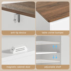 Bealife AP55 Küchenbuffet mit 2 Schubladen & 4 Türen, 140×40×89 cm, Retro-Stil Sideboards mit Kippsicherung