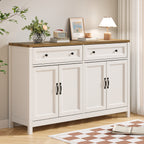 Bealife AP59 Küchenbuffet mit 2 Schubladen & 4 Türen, 140×40×90 cm, Retro-Stil Sideboards mit Kippsicherung