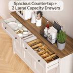 Bealife AP59 Küchenbuffet mit 2 Schubladen & 4 Türen, 140×40×90 cm, Retro-Stil Sideboards mit Kippsicherung