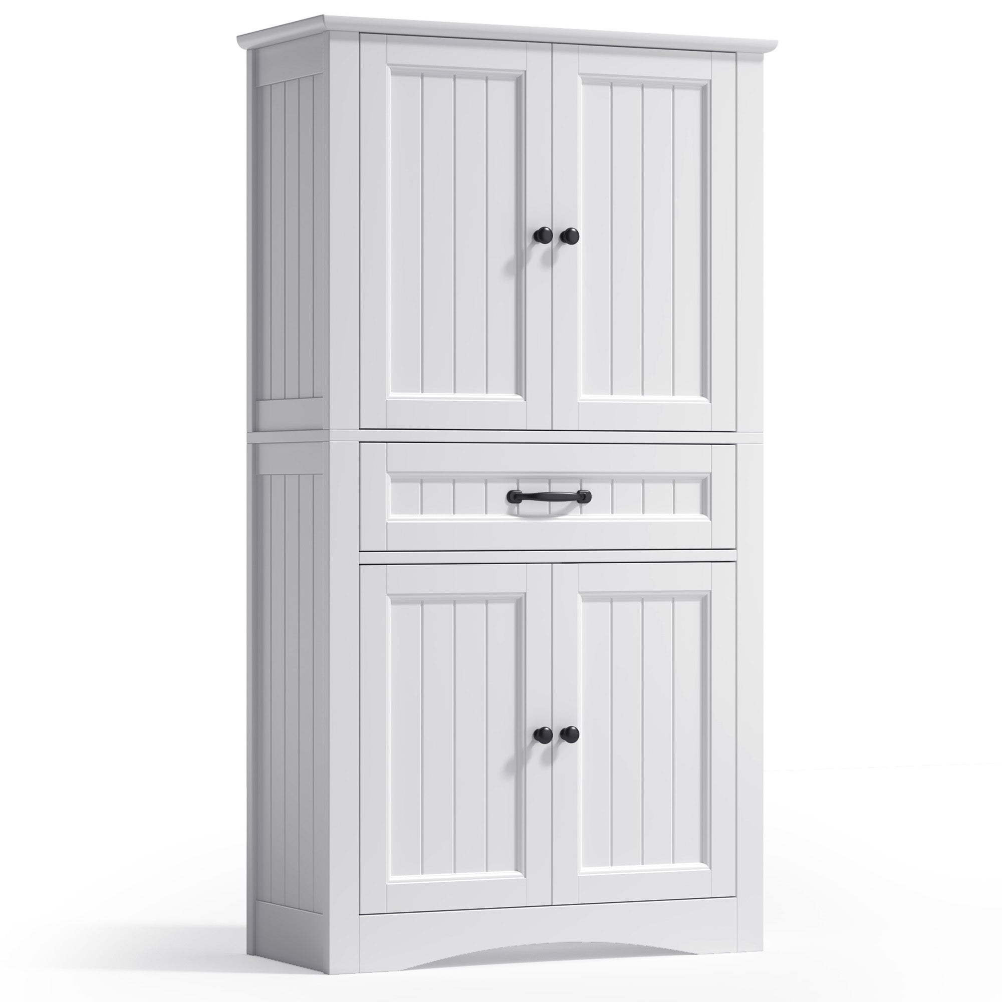 Bealife AP68 Badezimmer Hochschrank 73×31×132 cm, mit 4 Türen, 1 Schublade & verstellbaren Regalen